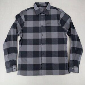 Lululemon Shirt Mens M Black Gray Plaid Masons Peak Flannel Button Up Outdoor